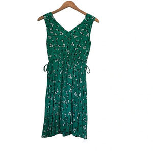 Rachel Zoe Dress Sz 2 Green & White Floral Sleeveless Summer A-Line Feminine